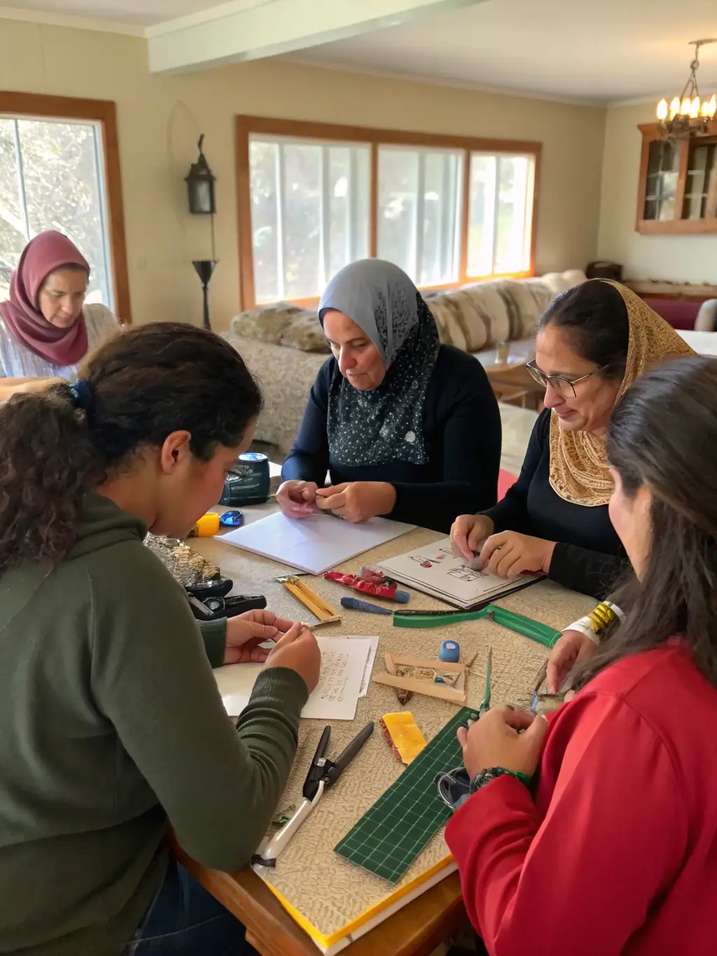 A diverse group of adults participating in a job training workshop, focused on developing practical skills for employment, representing the Employment and Skills Development initiative.