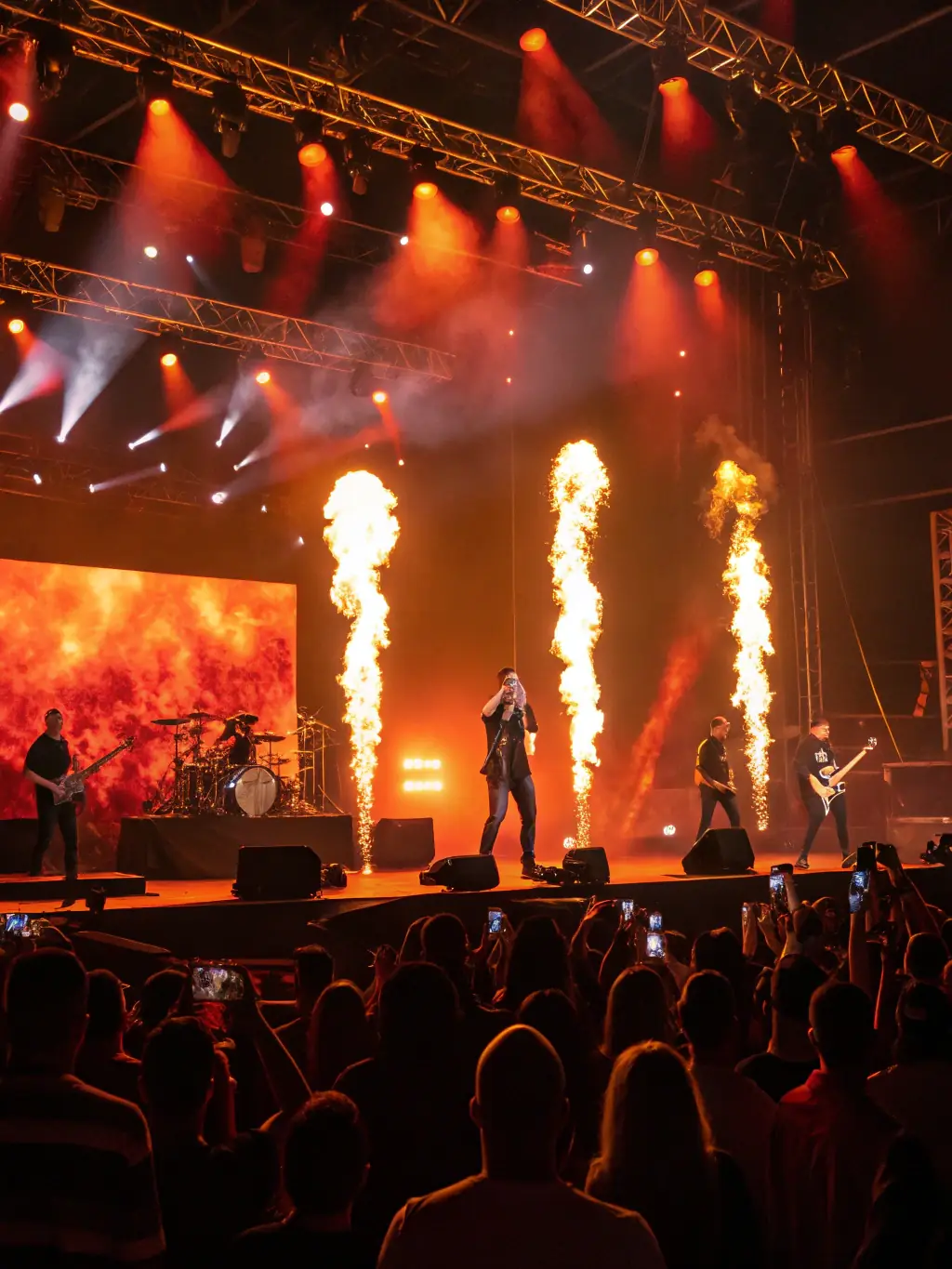 A photo of a band performing on a professional stage at a TORTORE ET DECIBELS-organized event, highlighting the opportunity for musicians to showcase their talent.
